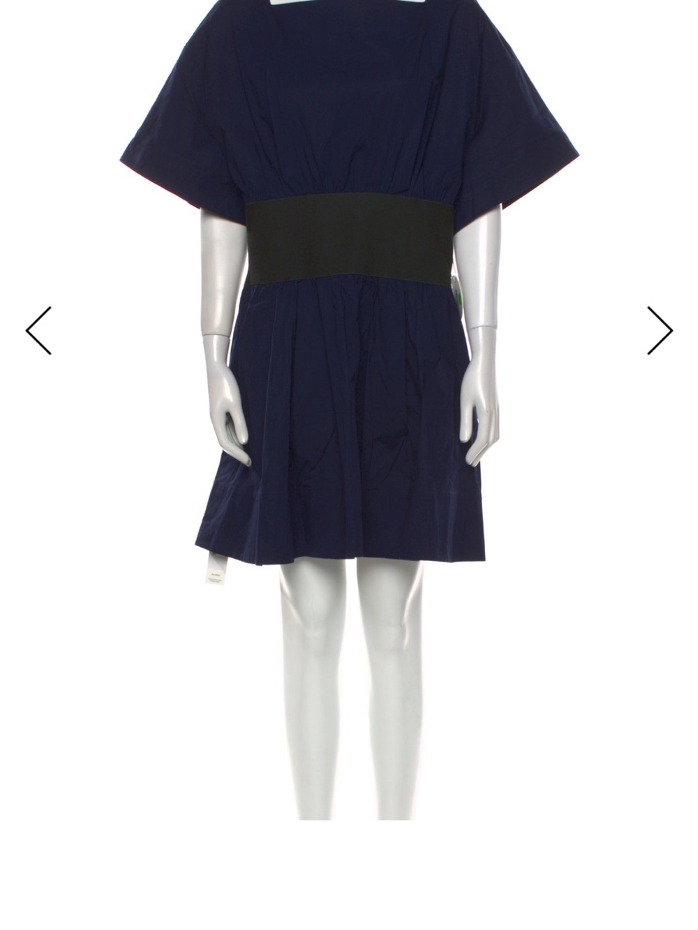 STAUD Navy and Black Short Sleeve Waist-Band Dress